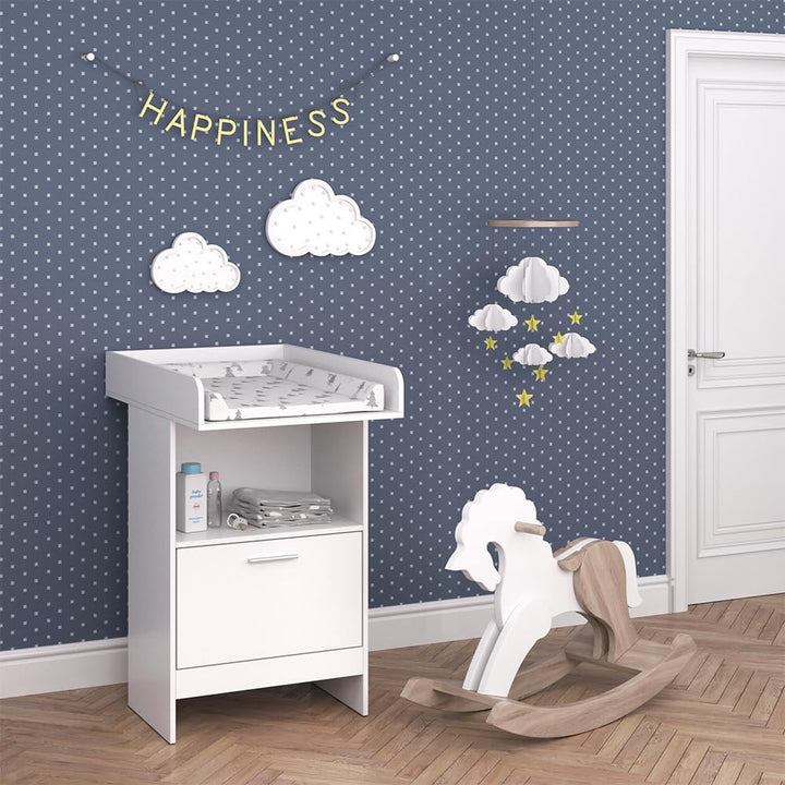 Vicco Wickelkommode Leo, Wickelaufsatz für die Kommode, Weiss, 60 x 103 cm mit Schublade