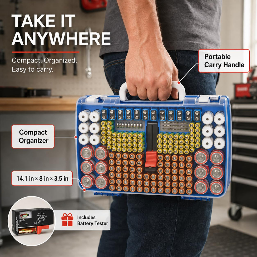 Batterie Aufbewahrungs Organizer mit doppelseitiger Batteriebehälter für 269 Stück AA AAA AAAA 3A 4A