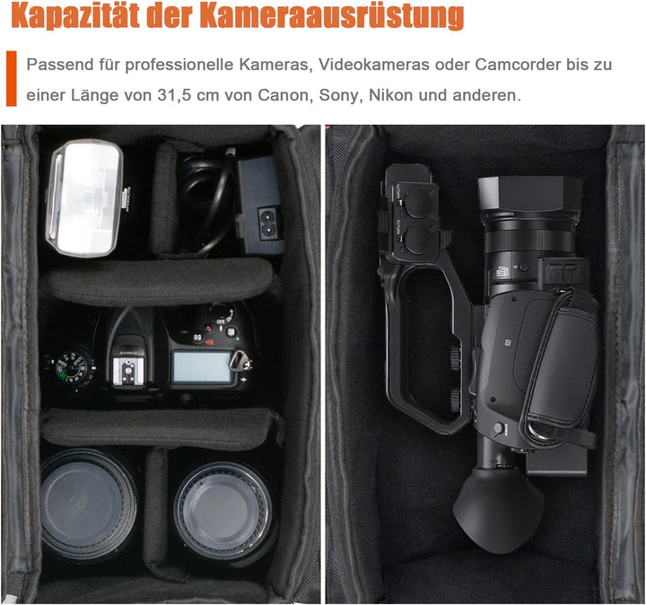 FOSOTO DSLR-Kameratasche Spiegelreflex Fototasche, Grosse XL Videokameara/Camcorder Tasche für Canon