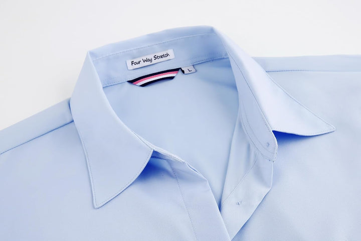 Alex Vando Damen-Hemden Normale Passform Langärmelig Stretch-Arbeitshemd L Hidden Placket-blue, L Hi
