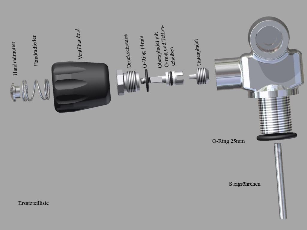 HighTechDiving LA Monoventil Druckluft G5/8" 230bar Links, M25x2 - erweiterbar G5/8
