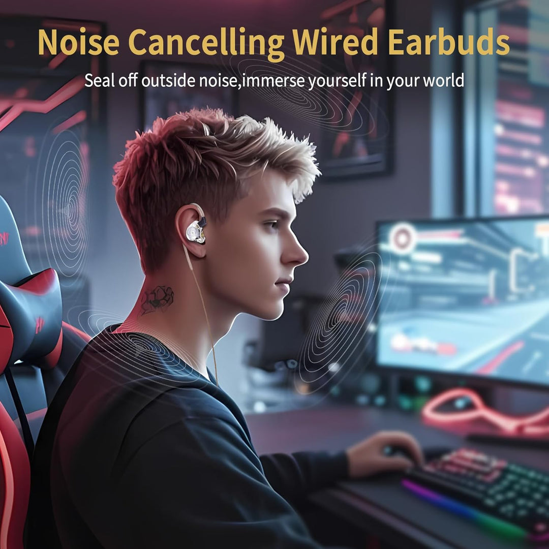 CCZ MC02 In Ear Monitor, In Ear Gaming Kopfhörer 10-mm-Dual-Magnet DD PET-Membran, IEM Kraftvoller B