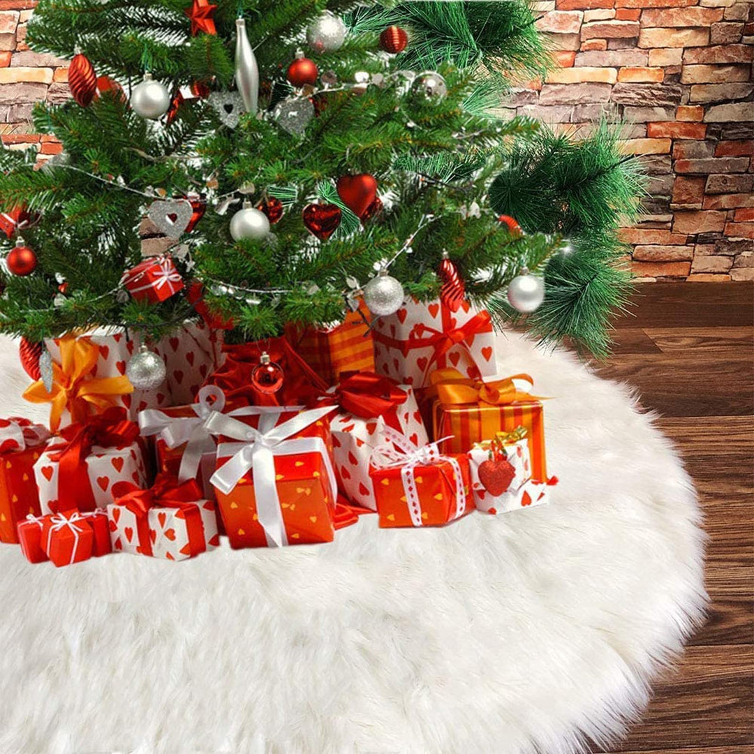 Weihnachtsbaum Röcke, Plüsch Weihnachtsbaumdecke Weihnachtsbaum Rock Rund Weiss Kunstpelz Baum Basis