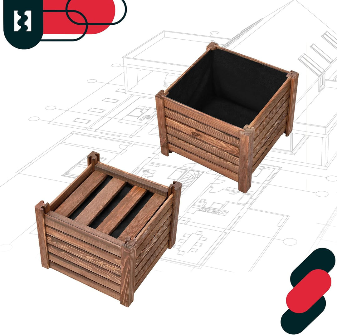 KOTARBAU® Blumenkasten - 38 x 38 x 30 cm - Pflanzkasten mit Vlies - Pflanzkübel gross aussen - Balko