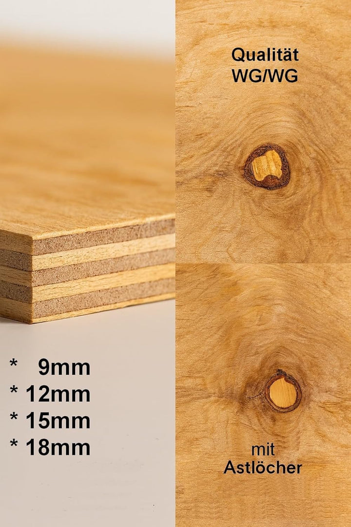 Birke Sperrholz 15mm – WG/WG Mehrschichtplatte in 110x30 cm – stabile Holzplatte für Handwerk, Model