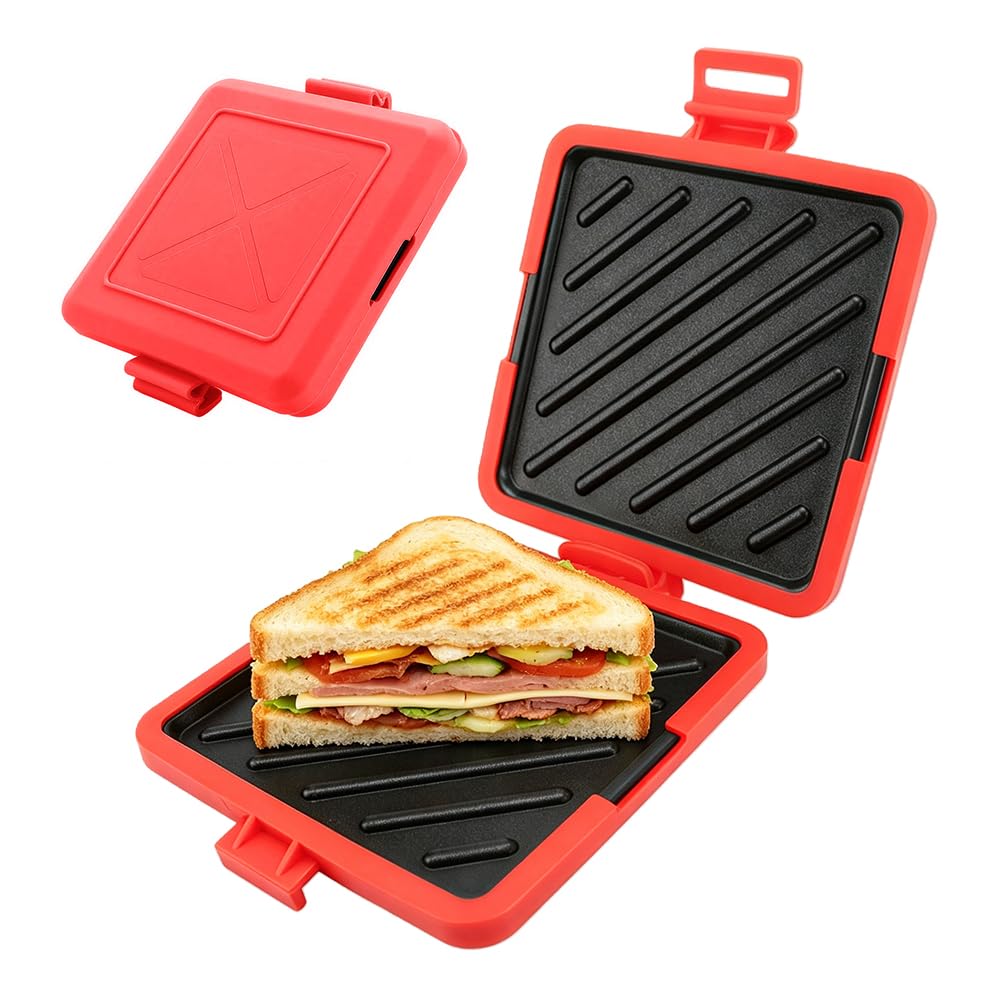 Gohytal Sandwichmaker Silikon, Sandwichtoaster für Mikrowelle, Antihaftbeschichteter Sandwich-Toaste