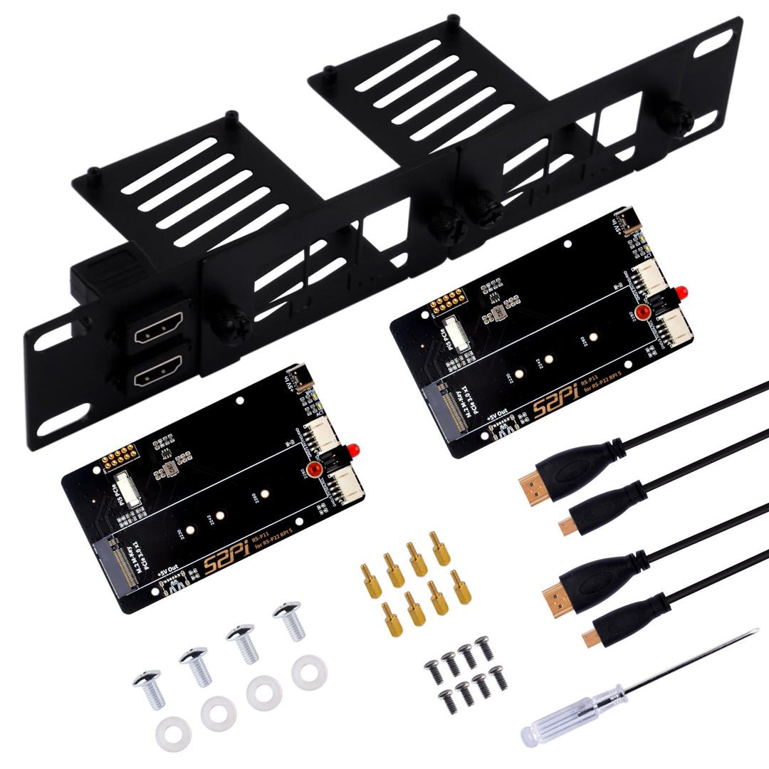 GeeekPi 10 Zoll 1U Rack-Halterung für Raspberry Pi 5, mit 2PCS PCIe auf M.2 NVMe SSD Adaptern, hält