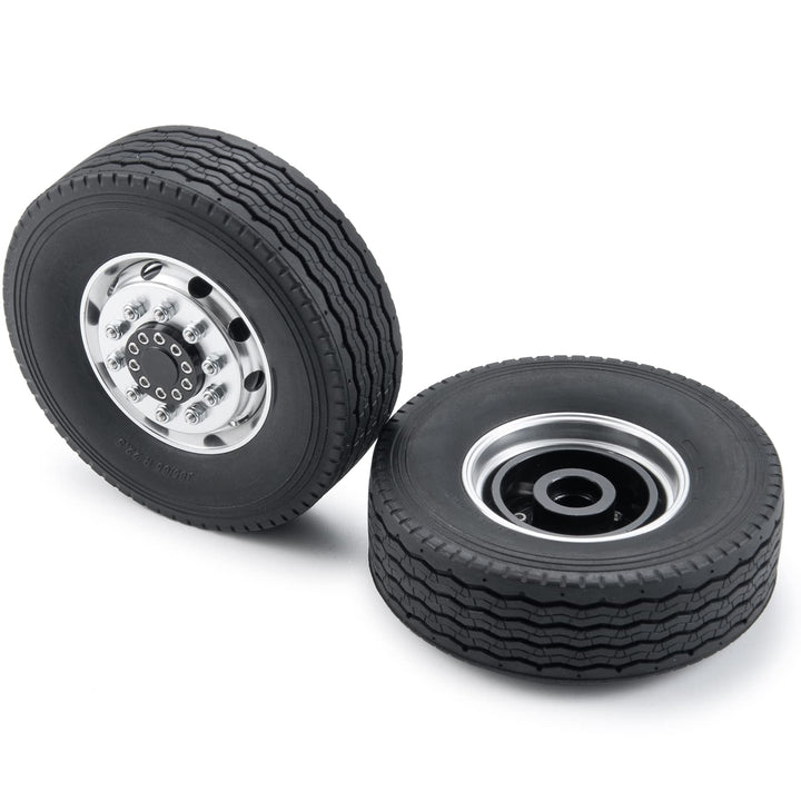 AXspeed 2 Stück Vorderrad Felgen & Reifen Set RC Räder für 1:14 Tamiya Traktor Truck Climbing Traile
