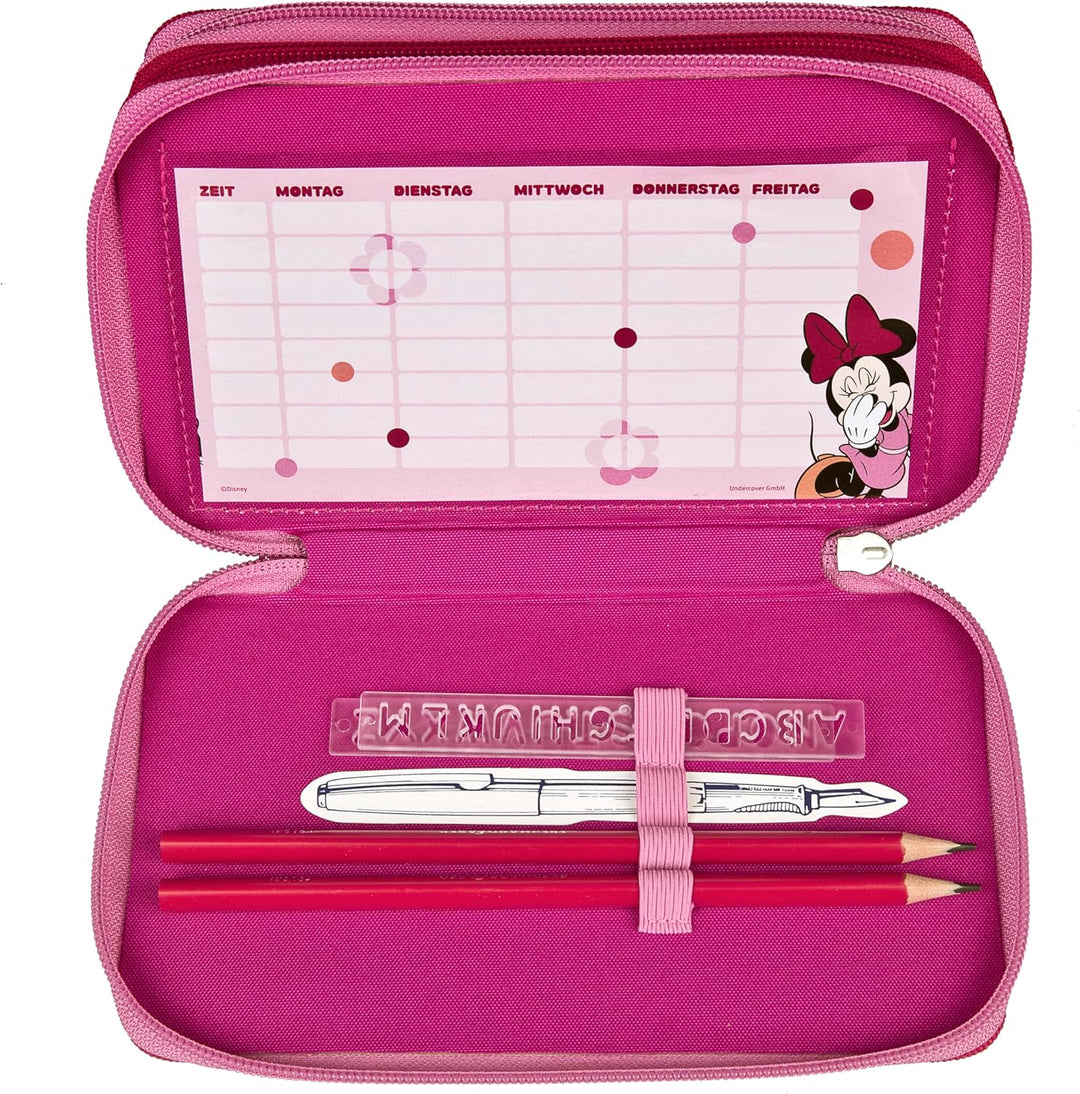 Scooli - Tripledecker Minnie Mouse - Gefülltes Schüleretui mit hochwertigen Stiften & Zubehör - Idea