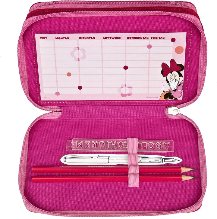 Scooli - Tripledecker Minnie Mouse - Gefülltes Schüleretui mit hochwertigen Stiften & Zubehör - Idea