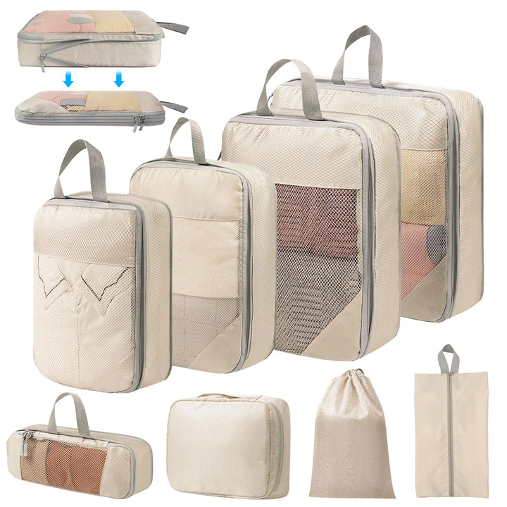 Koffer Organizer Set 8-teilig, Komprimierbare Packwürfel zur Organisation Ihres Reisegepäcks, Compre
