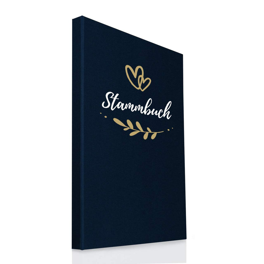 Hochzeitideal Stammbuch der Familie DIN A4 'Fiore' Leinen (dunkelblau), Dunkelblau