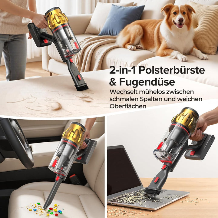 Lubluelu Akku Staubsauger kabellos 550W/50KPa, bis zu 50 Minuten Laufzeit, Staubsauger mit Smart Dis