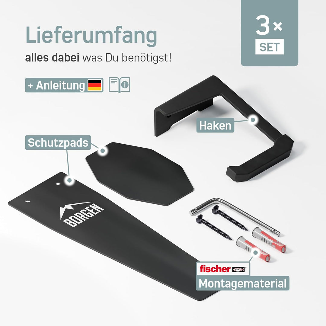 Borgen Fahrrad Wandhalterung Vertikal mit 32 kg Tragkraft - Fahrradhalterung Wand für E-Bike, MTB un
