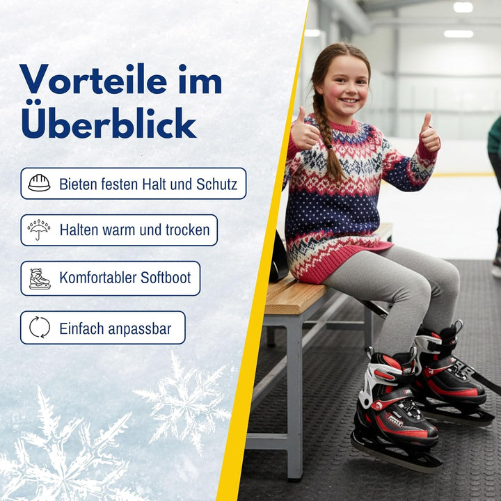 Best Sporting Schlittschuhe Kinder, Damen & Herren I 4-Fach verstellbare Eislaufschuhe Kinder I Soft