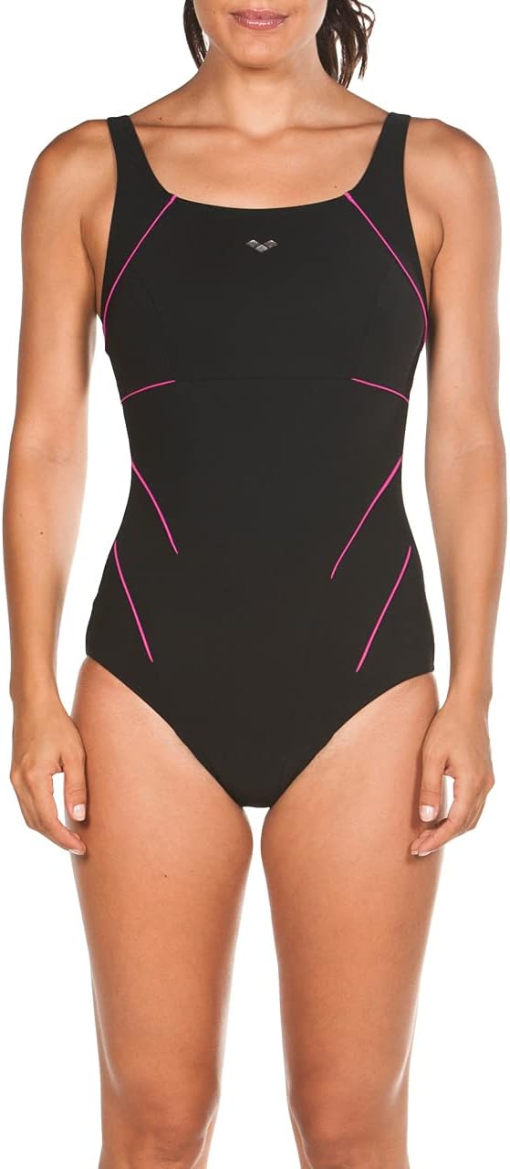 ARENA Damen W Jewel Low C Cup R One Piece Swimsuit 46 Black-rose Violet, 46 Black-rose Violet