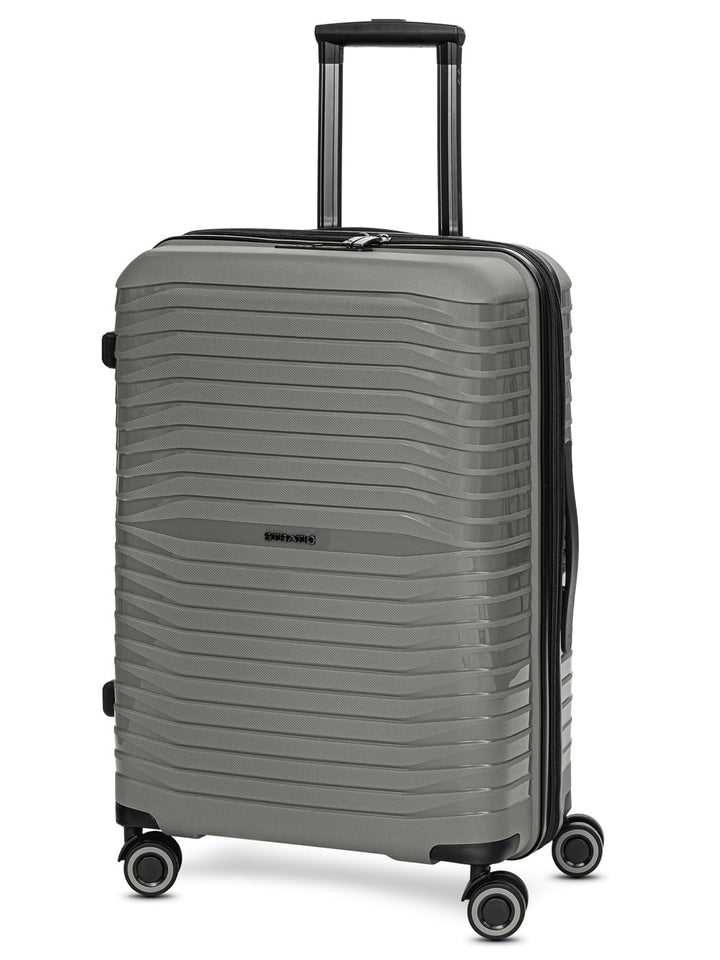 Stratic Shine Koffer gross | Trolley mit 4 360° Drehbare Rollen, Kreuzpackgurt, Dehnfalten, arretier