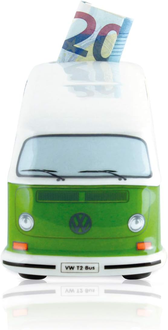 BRISA VW Collection - Volkswagen Spar-Büchse-Schwein-Dose im T2 Bulli Bus Design (Classic Bus/Grün)