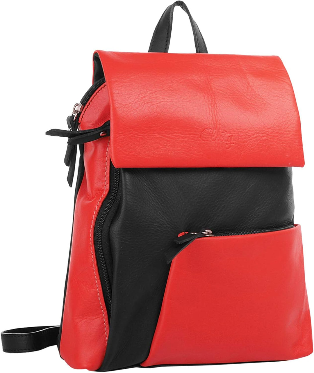 Cluty City-Rucksack Echt Leder Damen | Made in Italy, Daypack, Citybag, Schultertasche aus Leder | 0