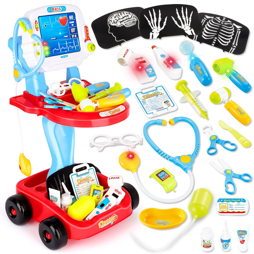 deAO Toys Little Doctor tragbares Krankenhaus-Spielset für Kinder, für Rollenspiele, mit