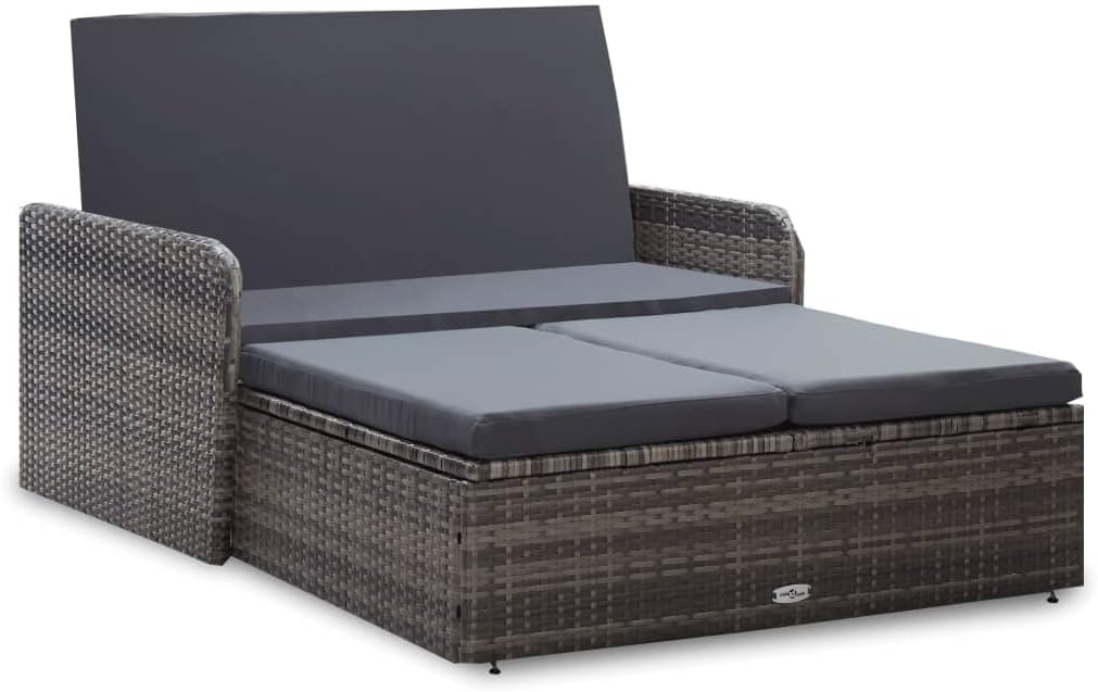 vidaXL Gartenmöbel 2-TLG. mit Auflagen Speicherfunktion Sitzgruppe Lounge Sofa Hocker Gartensofa Gar