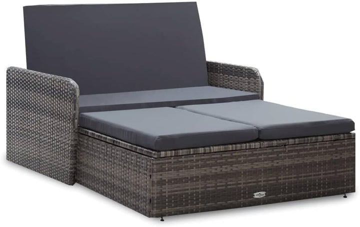 vidaXL Gartenmöbel 2-TLG. mit Auflagen Speicherfunktion Sitzgruppe Lounge Sofa Hocker Gartensofa Gar
