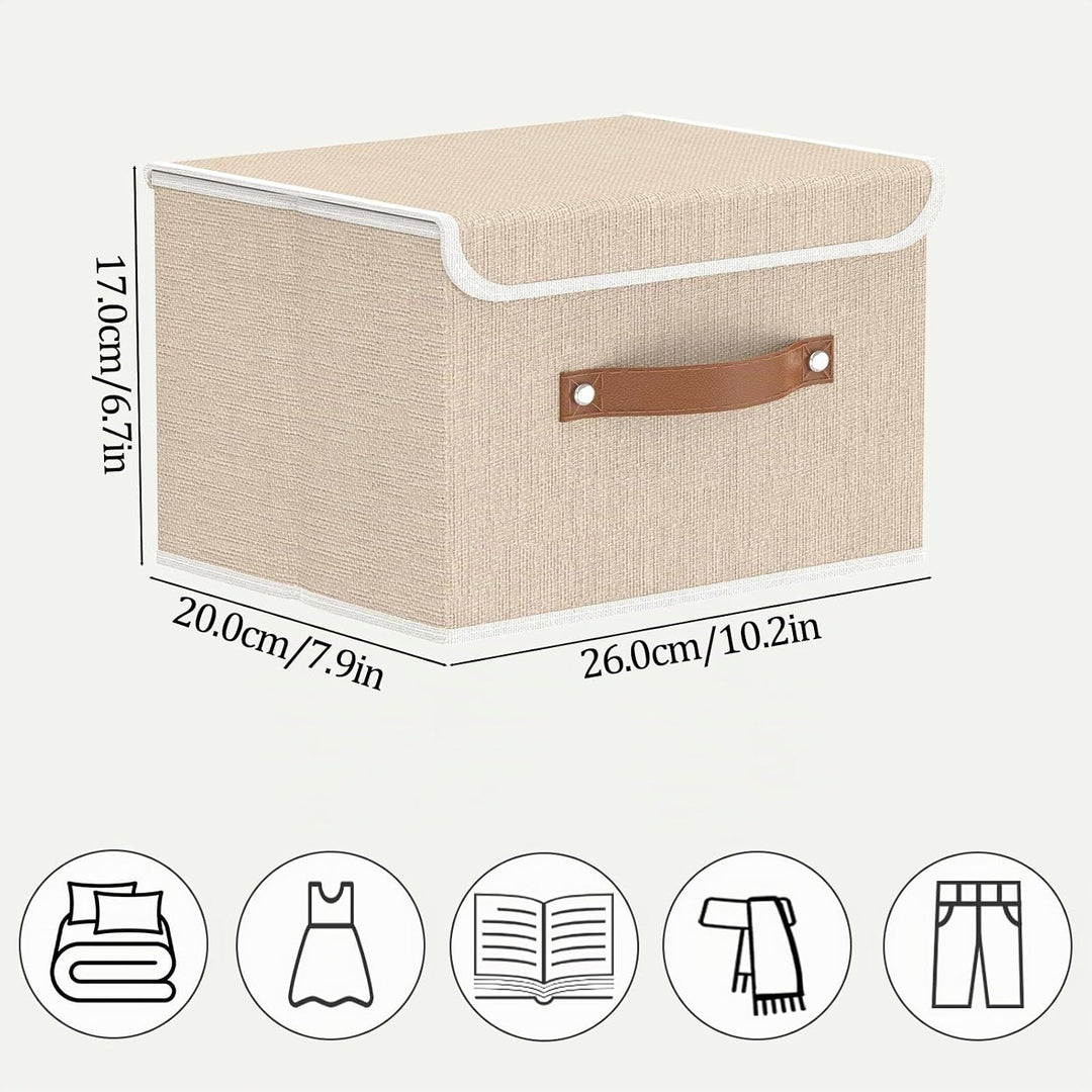 OUTBROS 2 Stück Faltbare Aufbewahrungskörbe, Dekorative Aufbewahrungsbox mit Deckel, Kleiderschrank