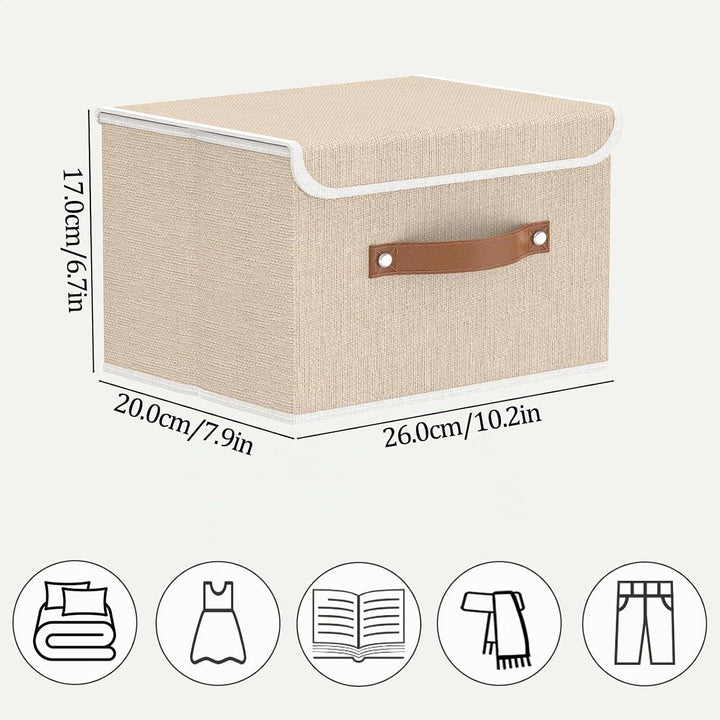 OUTBROS 2 Stück Faltbare Aufbewahrungskörbe, Dekorative Aufbewahrungsbox mit Deckel, Kleiderschrank
