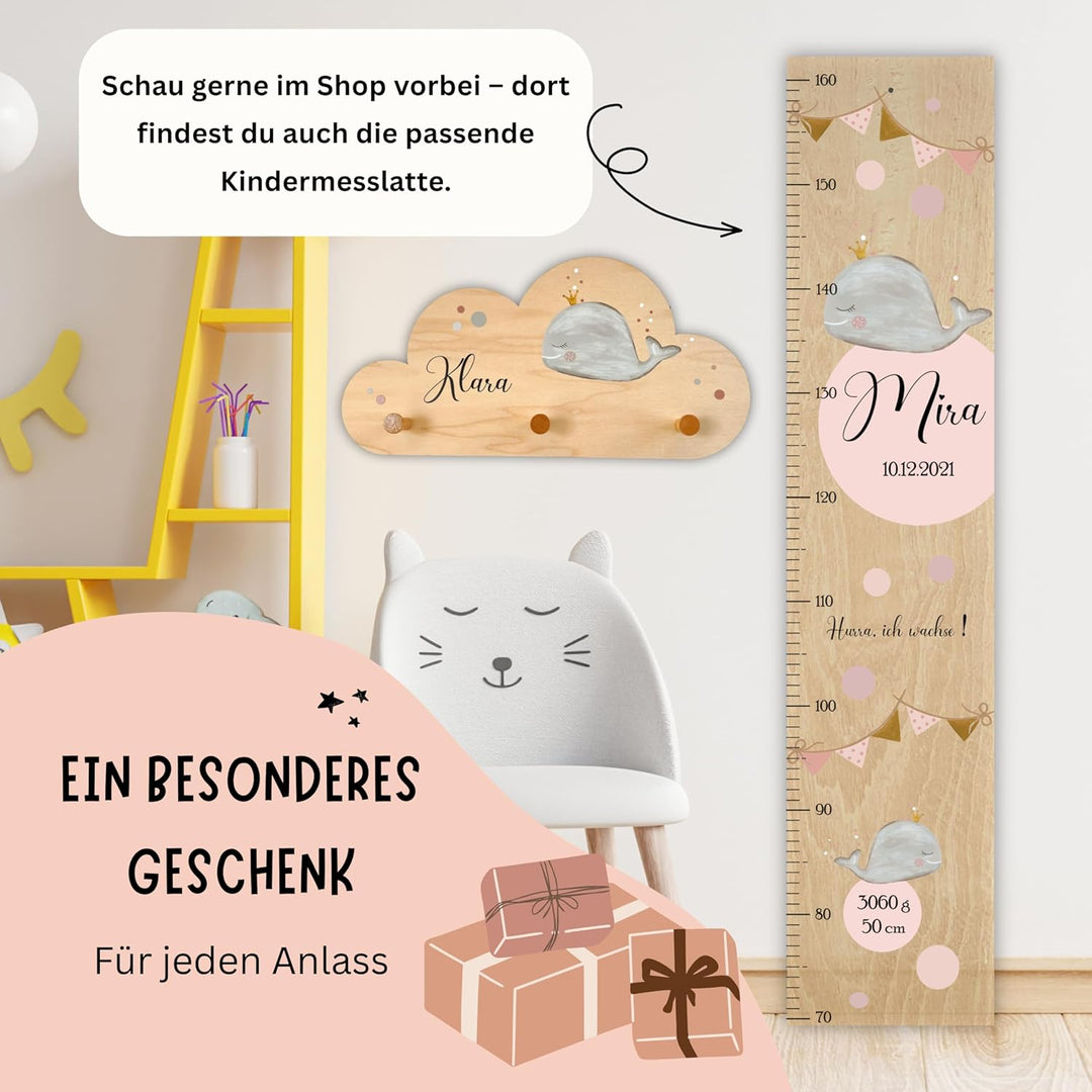 EmiliaLotte Kindergarderobe Personalisiert mit Wunschname I Garderobe Kinder aus Holz - Verschiedene