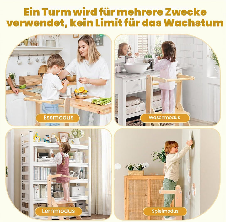 Helangel Lernturm ab 1 Jahr,Lernturm klappbar Montessori Learning Tower,Lernturm Für Kinder, für Küc