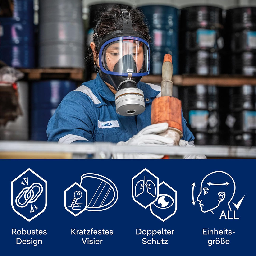 Dräger X-plore 6300 Vollmaske aus EPDM mit Standard-Rd40-Anschluss Rd40| Maske geeignet für Farben,