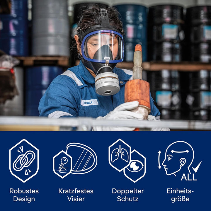 Dräger X-plore 6300 Vollmaske aus EPDM mit Standard-Rd40-Anschluss Rd40| Maske geeignet für Farben,