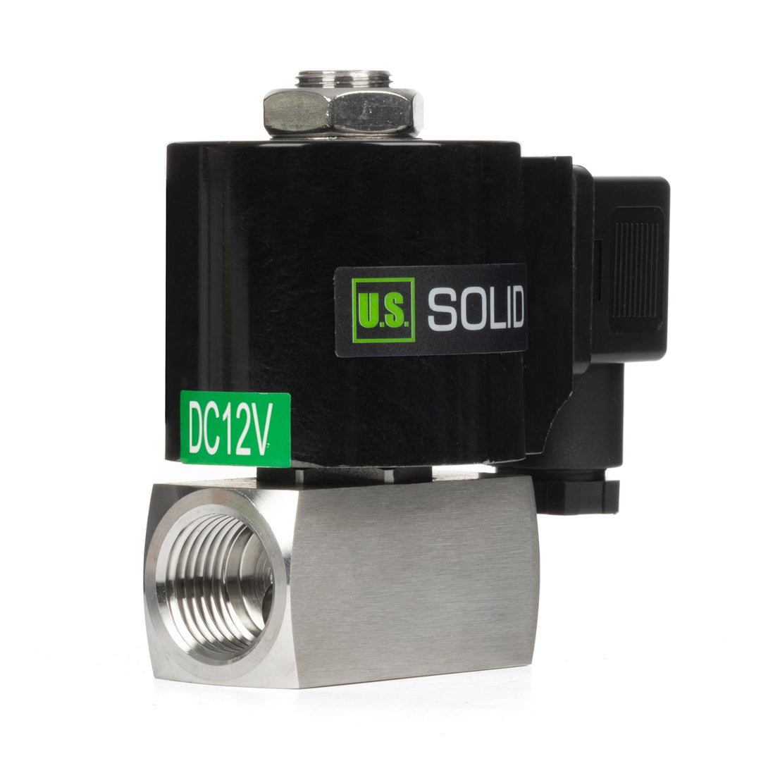 U.S. Solid 1/2 Zoll Hochdruck Magnetventil – 160 bar, Edelstahl, 12V DC, Hochtemperaturbeständig (-6