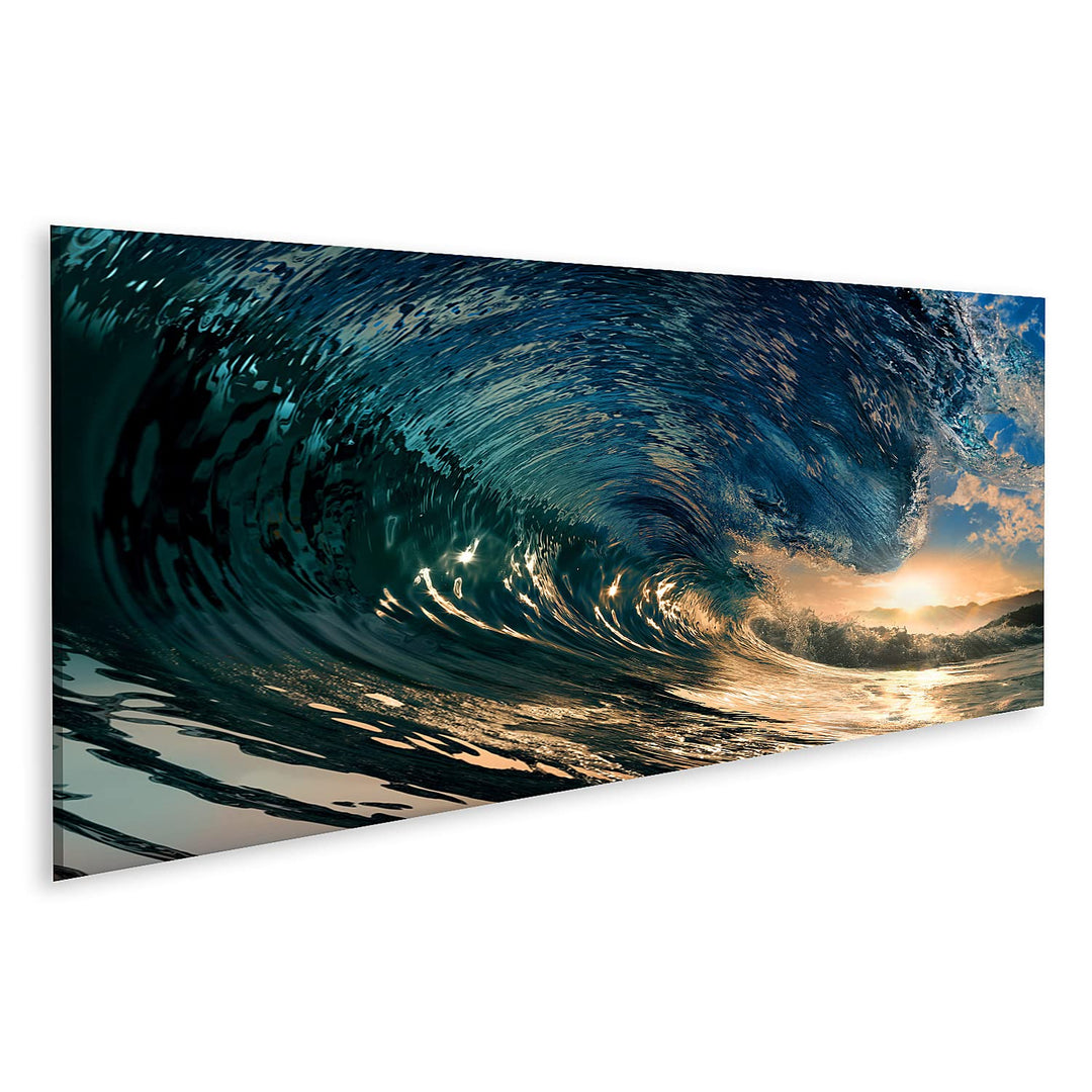 islandburner Bild auf Leinwand Sonnenuntergang Strand Ozean Welle Bilder Wandbilder Poster Leinwand