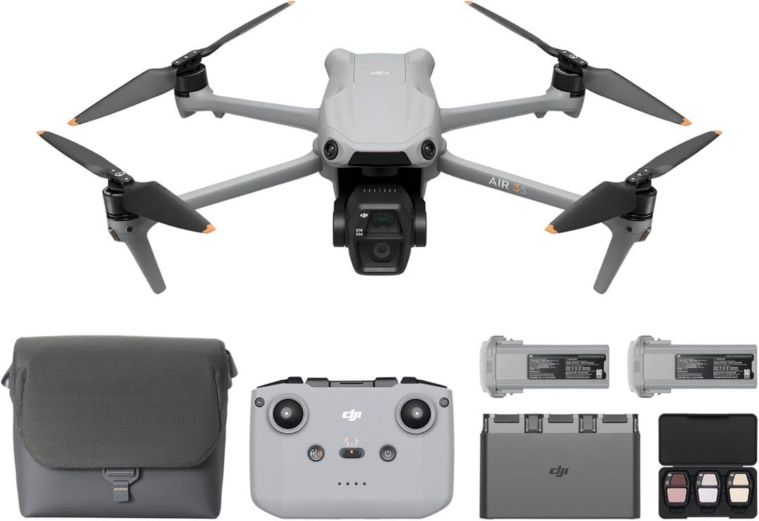 DJI Air 3S Fly More Combo (RC-N3), Drohne mit 1“ CMOS Weitwinkel- & mittlerer Telekamera, 4K/60fps H