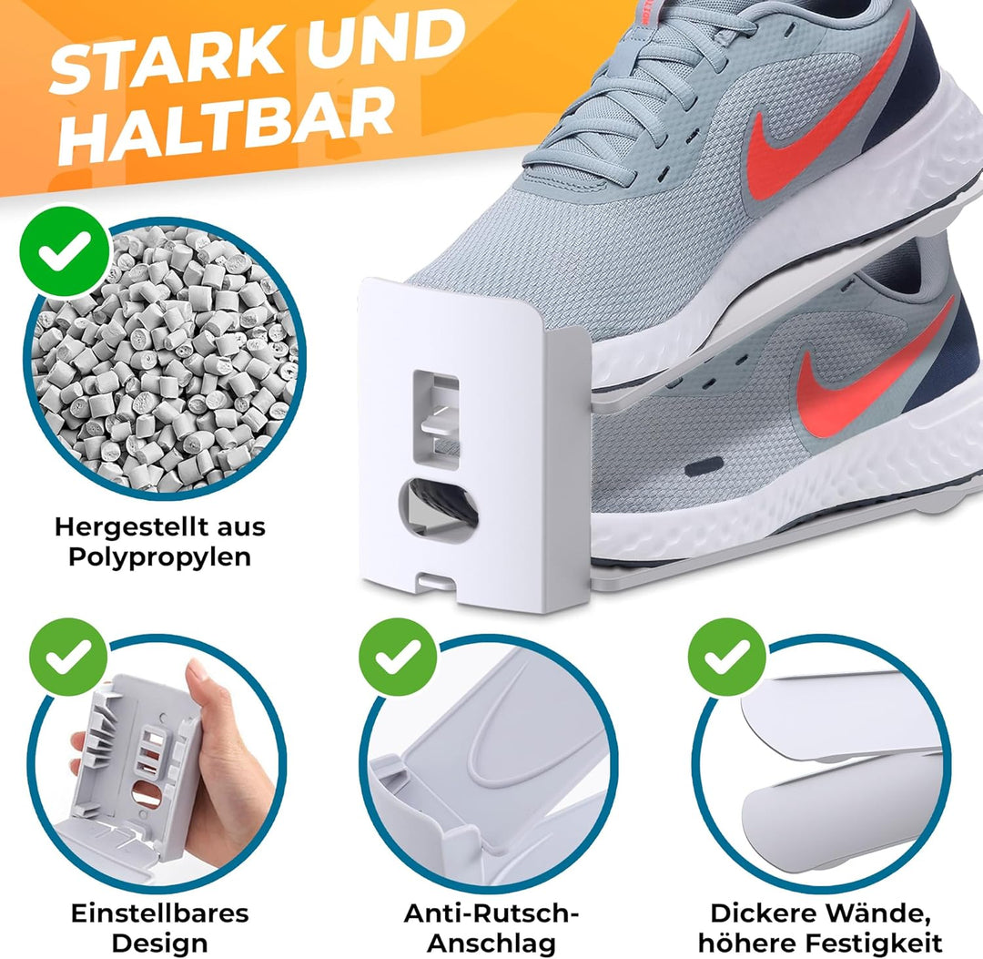 Schuhorganizer platzsparend – Verstellbarer Schuhstapler für Schrank | Doppelschicht Schuhaufbewahru