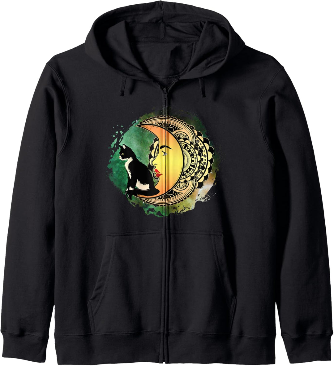 Aesthetic Goth Halloween Black Cat Tarot Crescent Moon Gift Kapuzenjacke