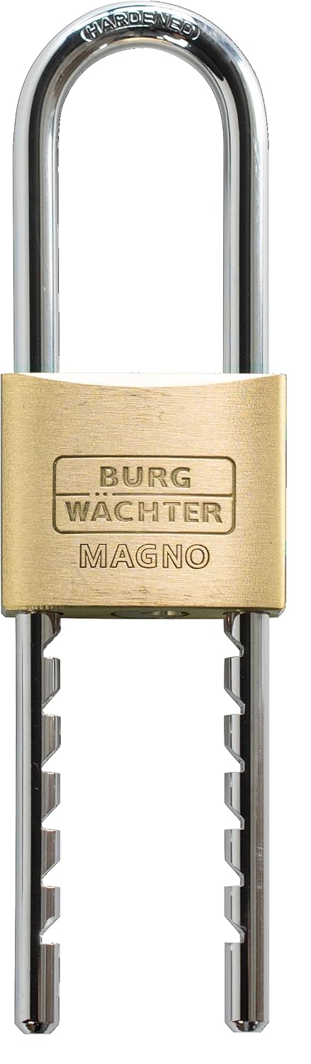 BURG-WÄCHTER Vorhängeschloss, Vorhangschloss mit 2 Schlüsseln, 8 mm Bügelstärke, Massiver Messingkör