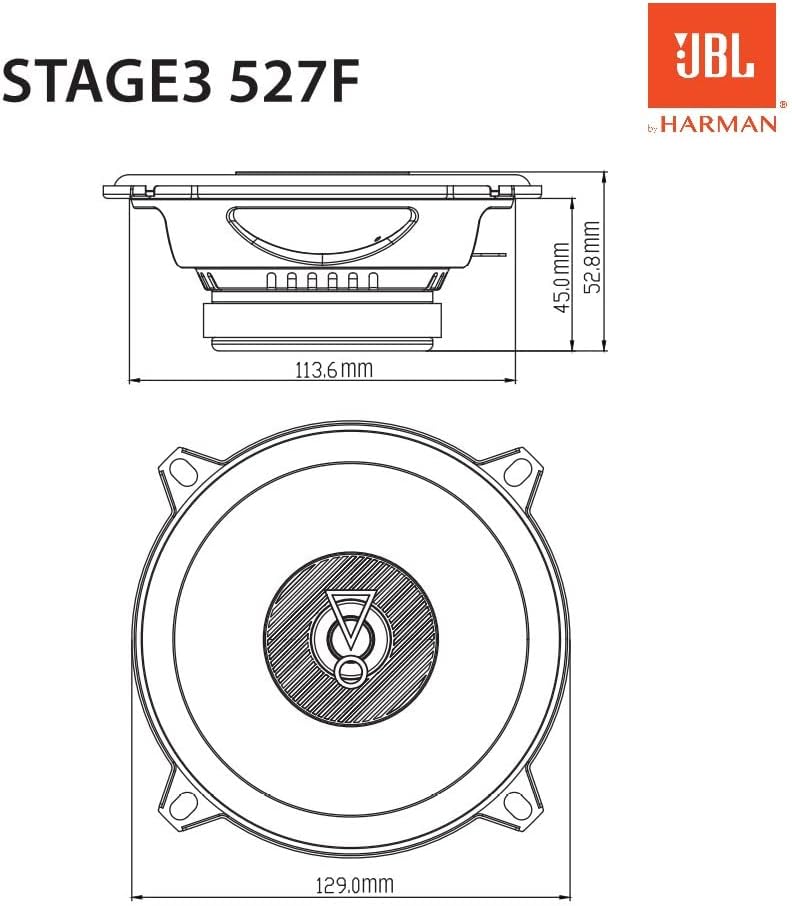 JBL Stage3 527F 2-Wege Auto Lautsprecher Set von Harman Kardon - 200 Watt Autolautsprecher - 2 stück