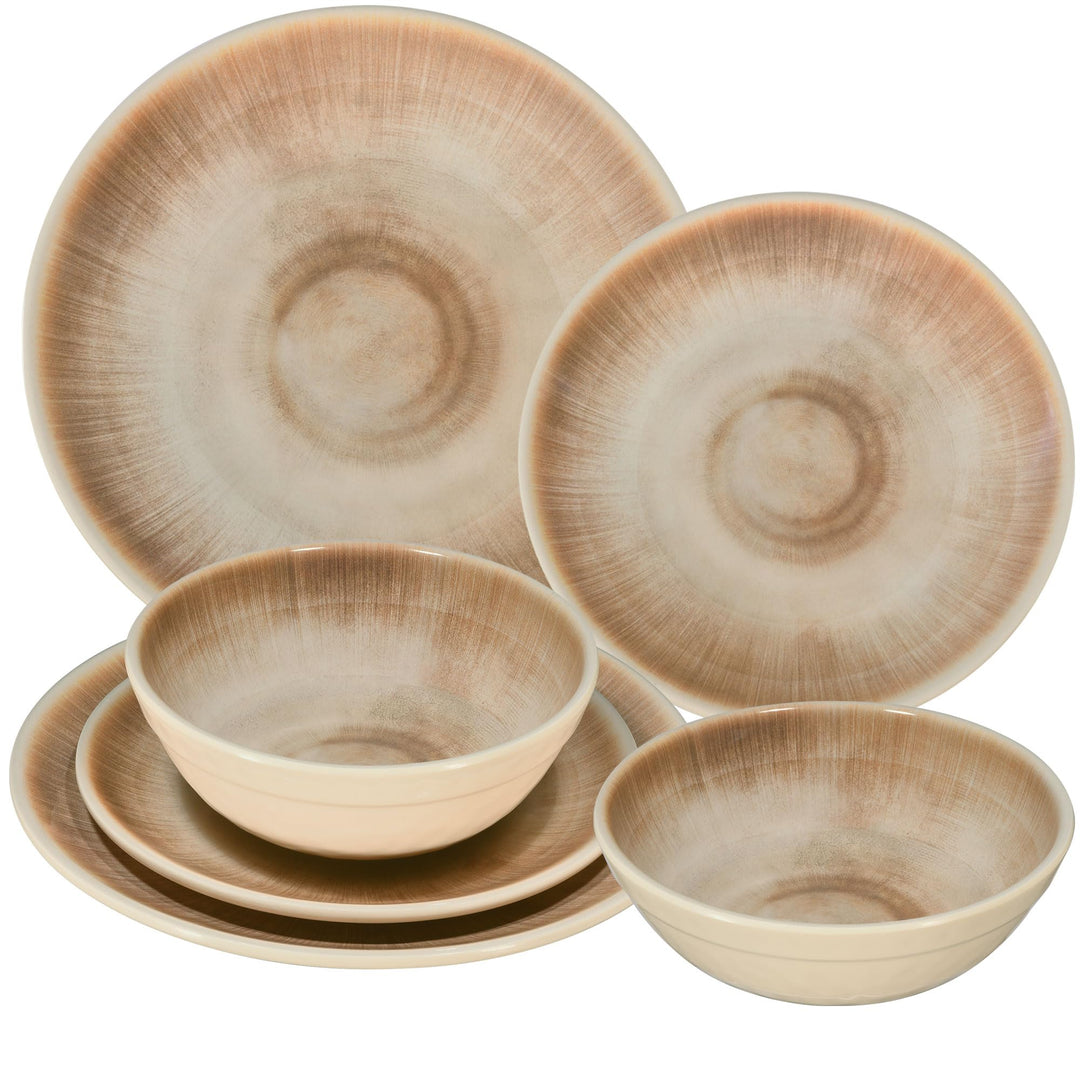 Melamin Geschirr Set Jesolo Sand für 2 Personen Wohnwagen Camping Picknick 6 Teile - Geschirr, 6 Tei