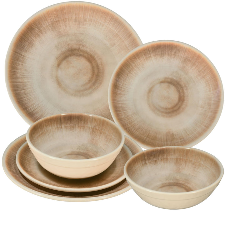 Melamin Geschirr Set Jesolo Sand für 2 Personen Wohnwagen Camping Picknick 6 Teile - Geschirr, 6 Tei