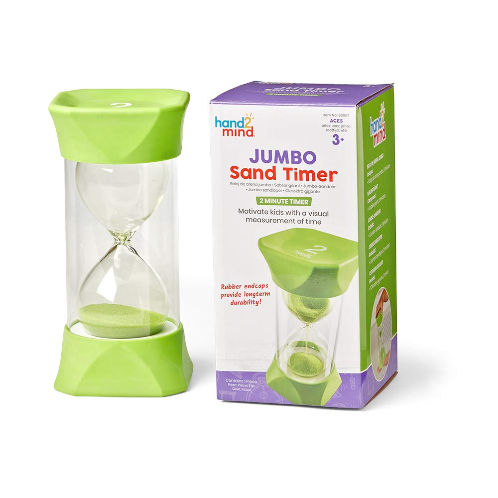 Learning Resources Jumbo-Sanduhr, 2-Minuten-Sanduhr mit gummierten weichen Endkappen, für ruhige Pau