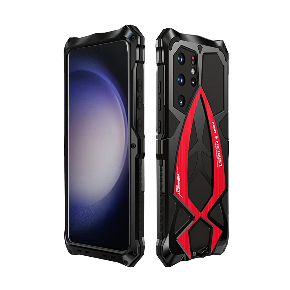 CeeEee Handyhülle für Galaxy S23 Ultra Militär Protction Metall und Silikon Stossfeste Hülle für S23