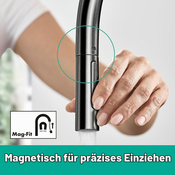 hansgrohe Talis M54 - Küchenarmatur mit Brause ausziehbar, mit Schlauchbox, 1 Stahlart, Wasserhahn K