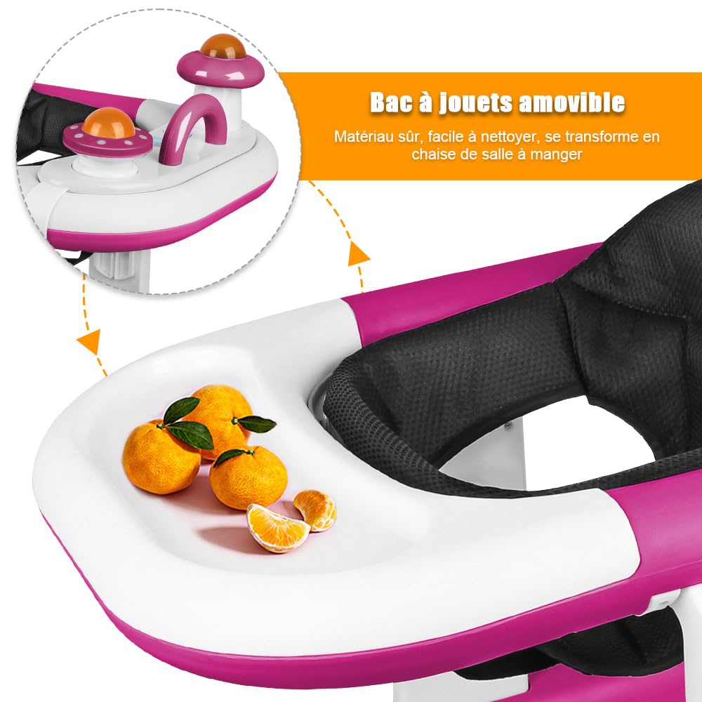 5-in-1 Lauflernhilfe für Babys, mit verstellbaren Höhen, Gehfrei Babywalker ab 6 Monate, bis zu 25 k