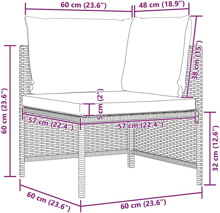 vidaXL Gartensofa 4-Sitzer mit Kissen Mittelsofa Ecksofa Sofa Lounge Gartenset Gartenmöbel Garten Ga