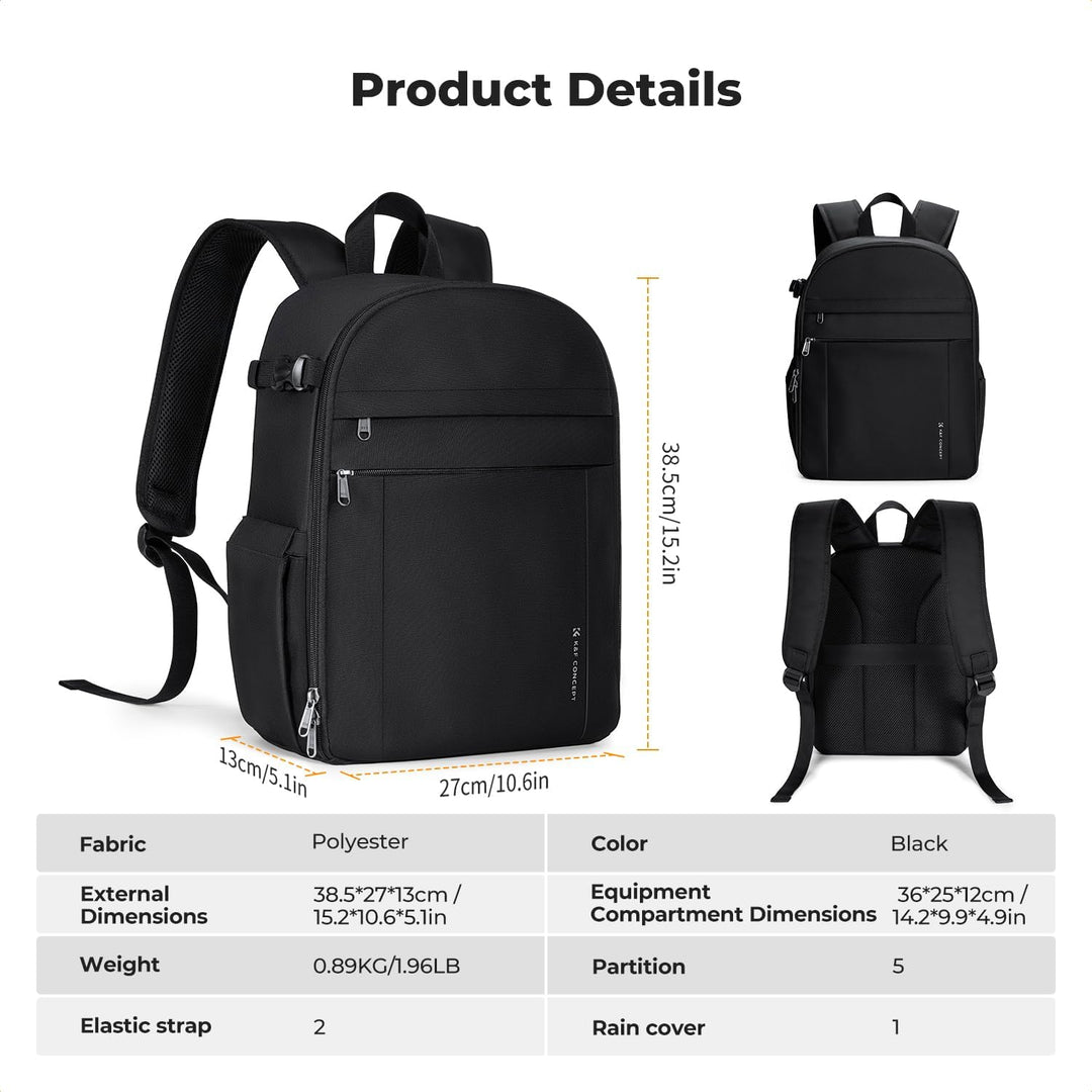 K&F CONCEPT Kamerarucksack Fotorucksack Kompakt & Leicht mit Regenschutz, Camera Backpack für Spiege