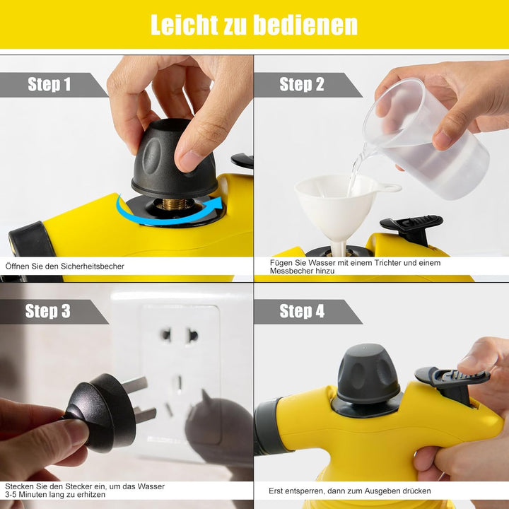 RELAX4LIFE Mehrzweck-Dampfreiniger, Handdampfreiniger 350ml Wassertank, Handgerät mit 9 Zubehörteile