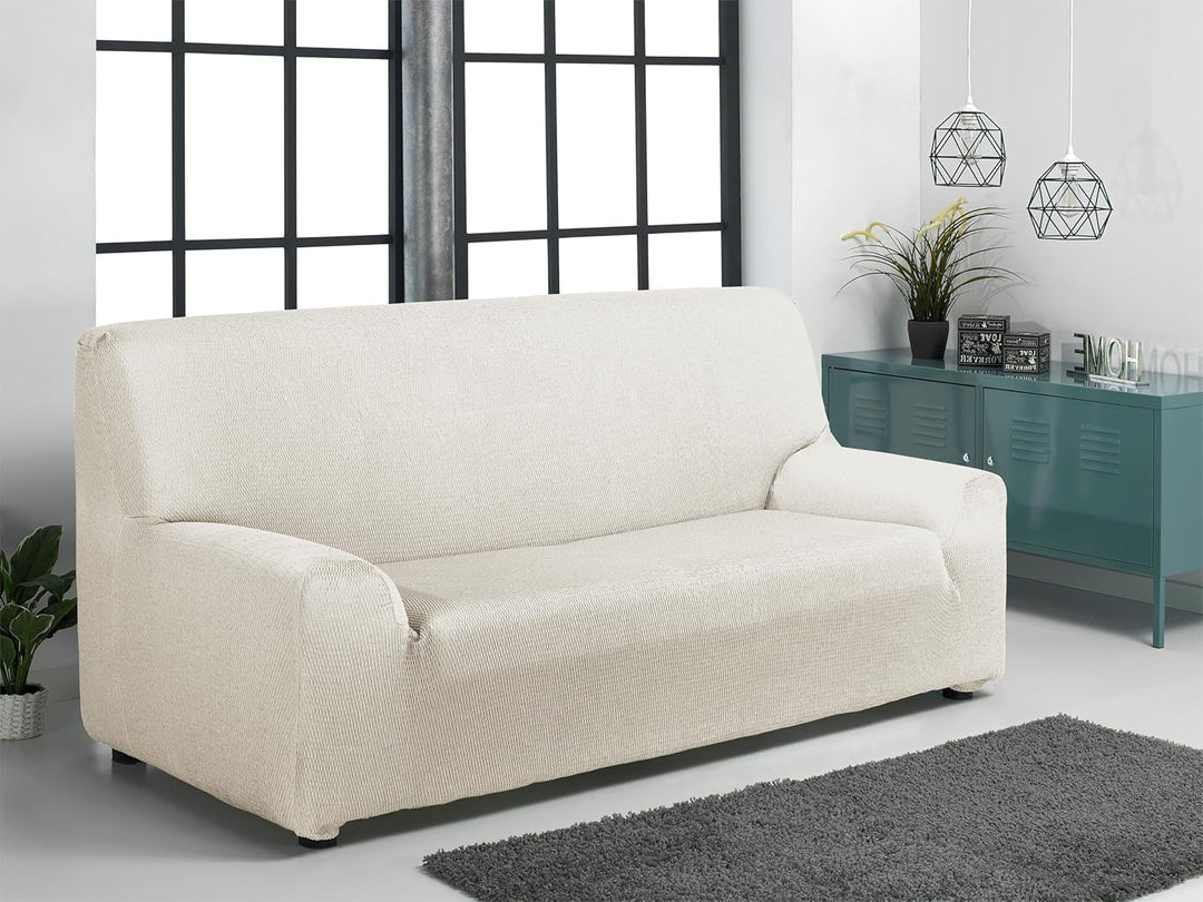 Martina Home Tunez elastischer Sofabezug, Stoff, Beige (Elfenbein), 4-Sitzer (220 bis 260 cm) Elfenb