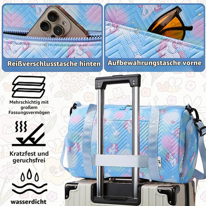 YOUYIKE Sporttasche Mädchen, Einhorn Yogatasche, Reisetasche Kinder, Schwimmtasche, Wasserdicht Turn